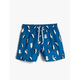 Koton Boys's Drawstring Penguin Printed Swim Trunks, Blue Design(12b)