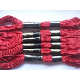 Trebla Pack of 6 Embroidery Thread/Skeins - 8m - Red Sunset - Col. 865