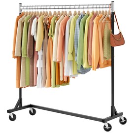 Hoctieon Z Rack, Rolling Clothes Racks with Z-Base, Heavy Duty Garment Rack, Clothing Racks for Hanging Clothes, Sturdy Metal Hanging Holder, Clothes Organizer Rack, Chrome