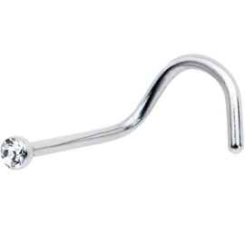 Body Candy Stainless Steel 1.57mm Clear Accent Micro Nose Stud Screw 20 Gauge