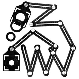Aweohtle Angle Template, Tile Tool Template Tool Multi Protractor 12 Sides Aluminium Alloy Measuring Tool Stair Gauge for Carpenters Tilers Tile Template with Positioning Holes