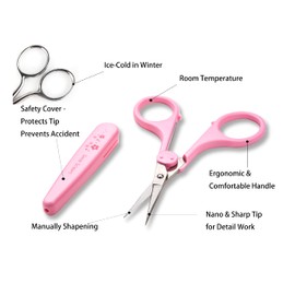 PAFASON 4" Stainless Steel Detail Craft Scissors Set with Straight & Precise Tips & Safety Cover Ideal for Scrapbooking, Paper Cutting, Sewing, Crafting, Quilting