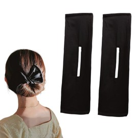 ISHR Hair Bun Maker, Set of 2, Hair Arrangement, Hair Ornament, Easy to Use, Fashion, Cute, Elegant, Entrance Ceremony, Wedding, Mother's Day, Gift, Everyday Use, For Long Hair (Black)