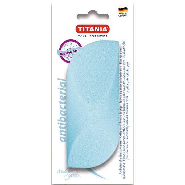 Titania Pumice Sponge Handy Moulded Antibacterial on Skin Card, Blue, pack of 1, 21 g