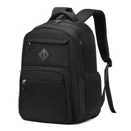 Lightweight Backpack for School, Classic College Backpack Multiple-pocket Bookbag for Teen Boys Girls Travel Backpack with Luggage Strap for Women Men, Black