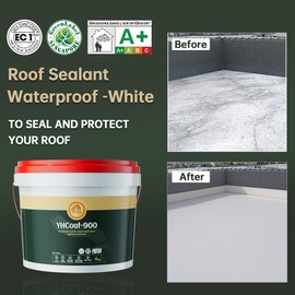 ORIENTAL YUHONG 1 Gallon White Waterproof Elastomeric Roof Coating Sealant, Flexible Solar Reflective Liquid Waterproofing Adhesive for Flat, Metal, Slope Roofs Repair 4KG