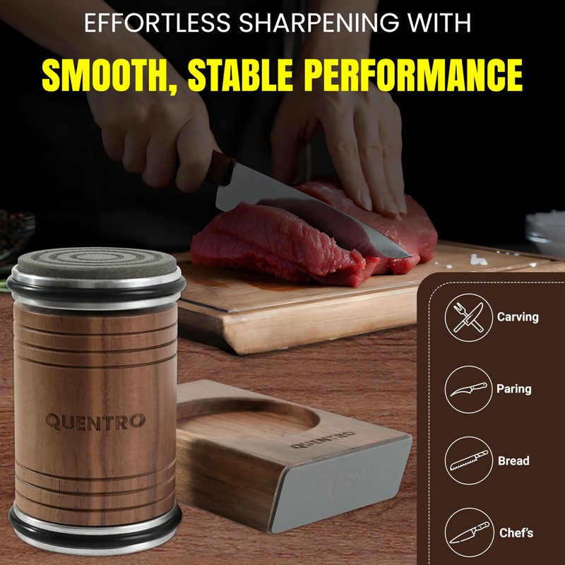 Rolling Knife Sharpener Kit – Premium Walnut Wood – 15°