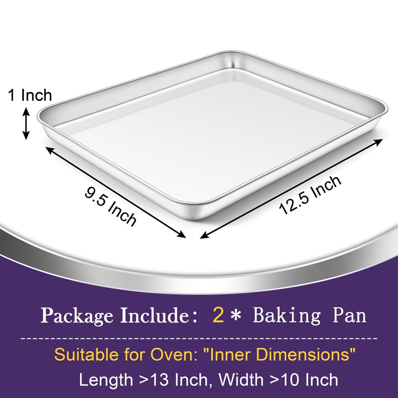 TeamFar Toaster Oven Pan Set of 2, Stainless Steel Toaster