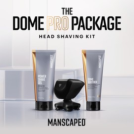 MANSCAPED® The Dome Shaver™ PRO Package - Head Shaver for Bald Men, Five Rotary Blade Design with SkinSafe® & FlexAdjust Technology, Head & Face Power Shave Gel, Dome Soother Aftershave Lotion