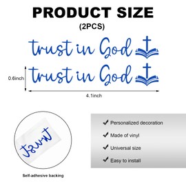 DXNQ 2 PCS Trust in God Rearview Mirror Decals, Automotive Vinyl Rear View Mirror Decorative Stickers, Waterproof Trust in God Stickers for Car Truck Laptop, Car Accessories (Blue,Style 2)
