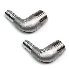 JoyTube Manguera de acero inoxidable 304, punta de 1/2 pulgada a 1/2 pulgada NPT macho de 90 grados para preparación casera (paquete de 2)