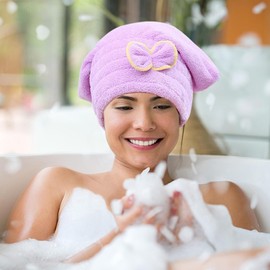 Tapa de Secado para el Cabello 4pcs Toalla de Cabello súper Absorbente Capilla de Secado rápido Micripor