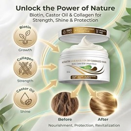 Vitamins Keratin Hair Mask Deep Conditioner - Thin Fine Hair Keratin Argan Silk Hydrating Complex to Repair Dry Damaged Hair and Scalp