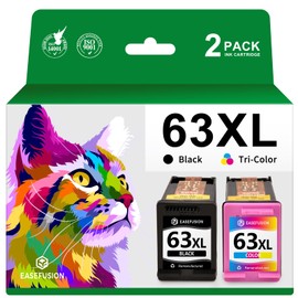 EaseFusion 63XL Replacement for HP Ink 63 63XL Ink Cartridges Combo Pack Black and Color Compatible with HP Envy 4520 OfficeJet 3830 4650 5255 5258 DeskJet 3630 Printer Ink Cartridges