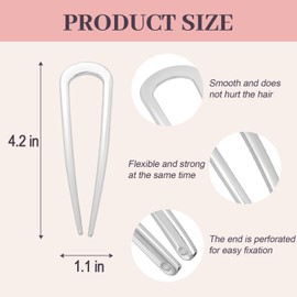 JIRIS 2PCS 4.2Inch French Hair Pins U-Shaped Pins for Women and Girls Fashion Metal Hair Pin French Twist Hair Pins for Buns, Updos,Stylish and Functional(set1-rabbit-silver)
