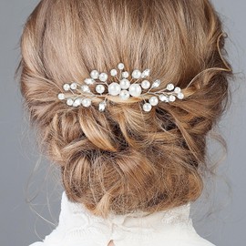 Crystal Hair Comb for Wedding Brides Bridesmaid Hair Accessory for Women and Girls Ball Prom Party Pearl rhinestone hair comb (Silvery, One Size)