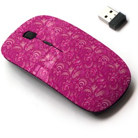 2.4G Wireless Mouse with Cute Pattern Design for All Laptops and Desktops with Nano Receiver - Classical Luxury Old Fashioned Damask