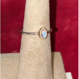 Natural Creations sterling silver stackable ring Size 10 Rainbow Moonstone