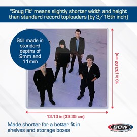 BCW Vinyl Record Album Topload Holder - 5 Pack | Snug Fit, Protective Storage Case for Vinyl Records | 9MM Slot Depth | Record Storage Accessories | Rigid Plastic Vinyl Record Holders