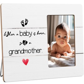 HODODAN First Time Grandma Picture Frame Gifts for Grandma, When a Baby is Born So is a Grandmother Wooden Picture Frame, 4x6 inch Photo