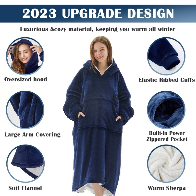 Homemate Heated Wearable Blanket Hoodie - with Battery Pack 7.4V