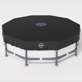 Safana 15FT Round Pool Cover [New Upgraded Multi-Stage Rainwater Pre-Filtration System] for Framed Above Ground Pool, Durable 420D Swimming Pool Cover Snug Fit, Filter Out Leaves Dust, UV Protection