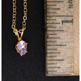 SETA Genuine Amethyst Pendant 18 Inch Gold Tone Chain USA Seta 999 01