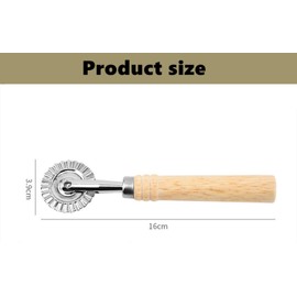 2 pcs Pastry Wheel Cutter, Pasta Cutter Wheel with Long Wooden Handle, Zinc Alloy Dough Ravioli Cutter Wheel with Roller, Pizza Wheel Dumpling Lace Making for Home and Kitchen