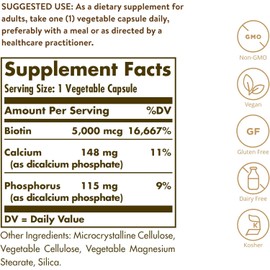 Solgar Biotin 5000 μg Vegetable Capsules - Pack of 100