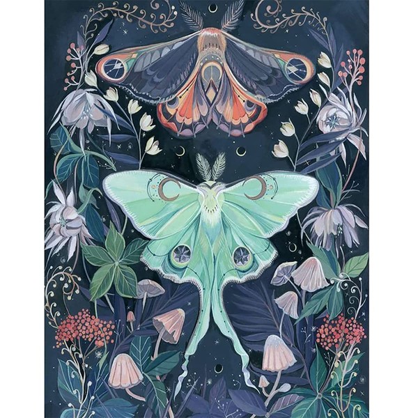 Cross Stitch Kit Adult,Moth Embroidery Kits for Beginners Adults,11 CT