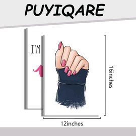 Fashion Pink Makeup Nails Canvas Wall Art Cartoon Nail Polish Posters Prints Nails Art Picture Girl Beauty Salon Prints Pop Art for Nails Salon Wall Decor Wrapped Canvas