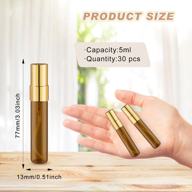 30 Pack Empty Mini Glass Spray Bottle Refillable Fine Mist