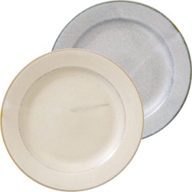 Mino Pottery Mino Ware Curio 195 Plate, 2 Color Set (Beige, Blue Gray)