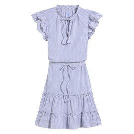 Vineyard Vines Women's Harbor Seersucker Grid Print Smocked Waist Dress, Vineyard Navy, Small