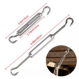 Turnbuckles, Stainless Steel, Turnbuckles, 304 Stainless Steel Adjustable Turnbuckle, Cable Tensioner, Stainless Steel, Turnbuckle Hook/Hook Stainless Steel, Turnbuckle Wire Tensioner (M6, 2 Pieces)