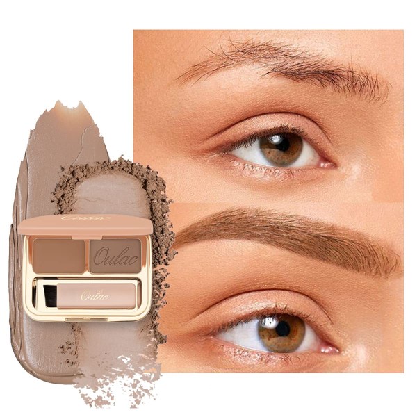 Oulac Eyebrow Palette 2 in 1 Waterproof Eyebrow Gel Long-Lasting Eyebrow Powder, Filling Fibres for Dense Colour Long-Lasting Result with Brush Mirror Golden Blonde