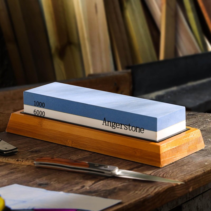 Angerstone Premium Knife Sharpening Stone–Whetstone 1000/6000 Grit, Whetstone Knife Sharpener