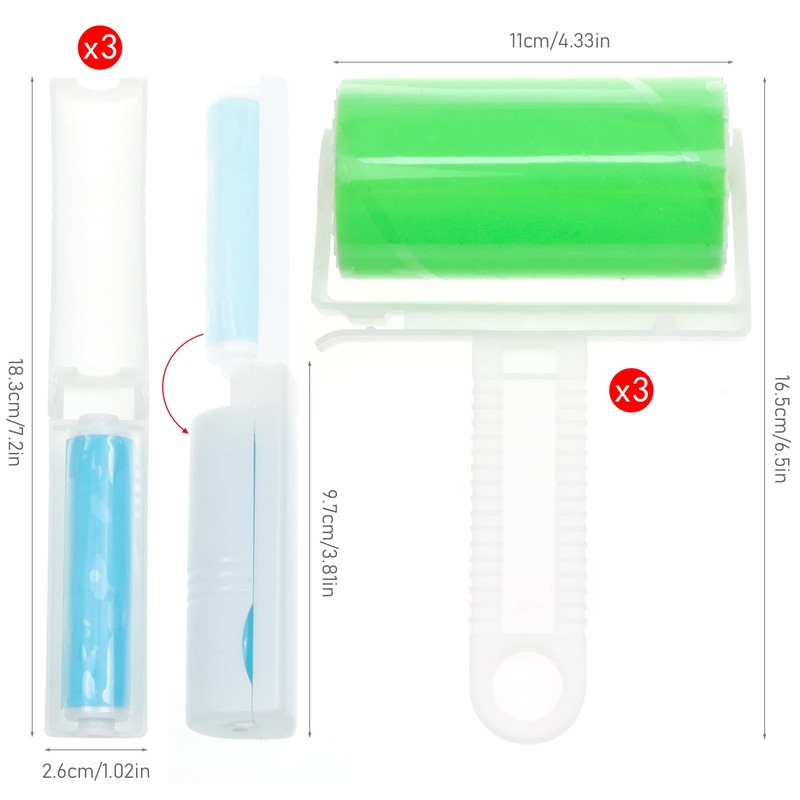 JJQHYC 6 pcs Lint Rollers Washable Reusable Sticky Lint Roller