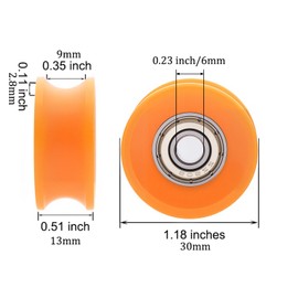 Pulley Pack of 4 6 x 30 x 13 mm U-Groove Pulley Roller Guide Wheel Nylon Coated Guide Roller Bearing for Doors Windows Cupboards Drawers Wire Wheels