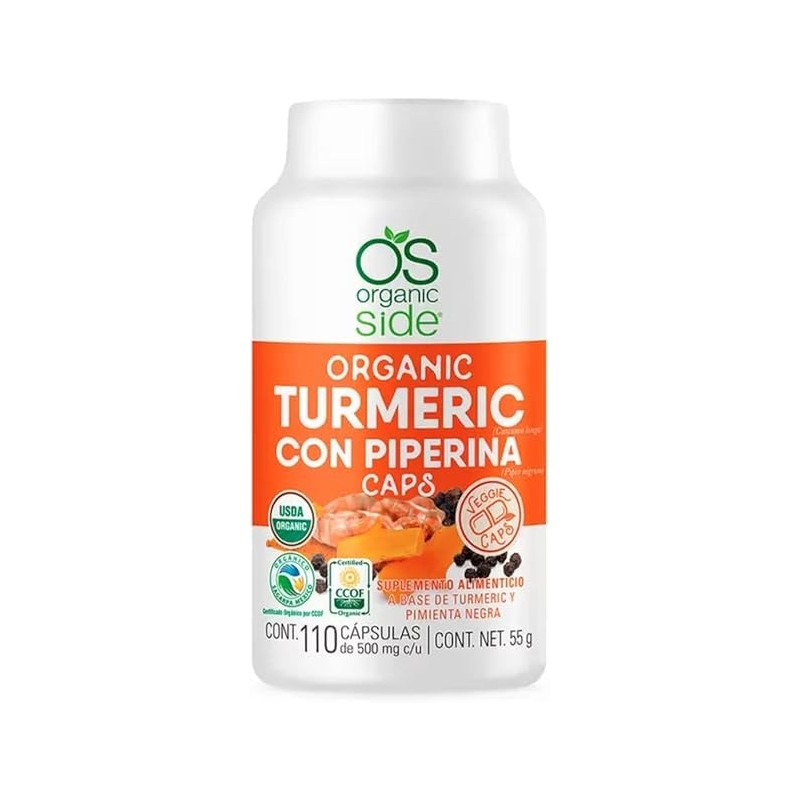 Organic Side Turmeric Curcuma con Pimienta Negra 110 Capsulas