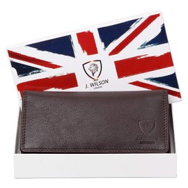 J. Wilson London Ladies RFID Safe Designer Leather Purse Card Women Wallet Zip Pocket Boxed