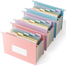 EcoStash Wheat Straw Expanding Hanging File Folders,7-Pocket Accordion Organizer with 1.2" Expansion, Large-Capacity Letter Size for Filing Cabinet, 100% BPA Free, 3-Pack (Pink, Blue, Purple)