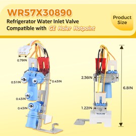 WR57X30890 Refrigerator Water Inlet Valve for GE Haier Hotpoint, Replacement Part WR57X26569 WR57X30891 4960186 AP6891693 PS12727426 EAP12727426