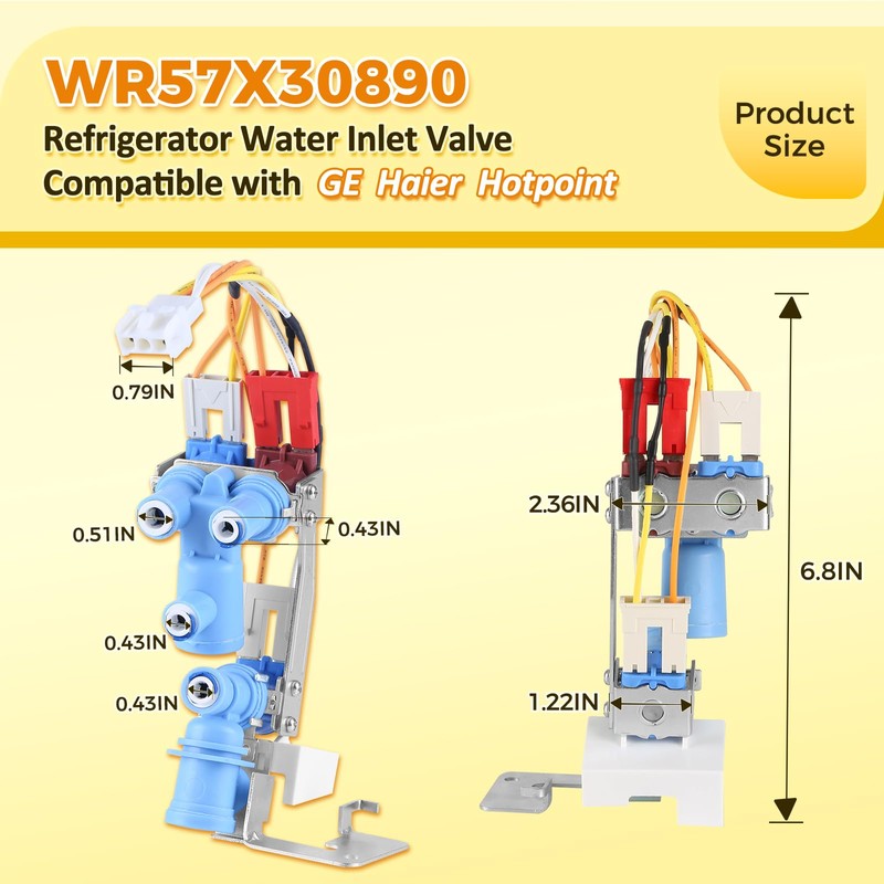 WR57X30890 Refrigerator Water Inlet Valve for GE Haier Hotpoint, Replacement