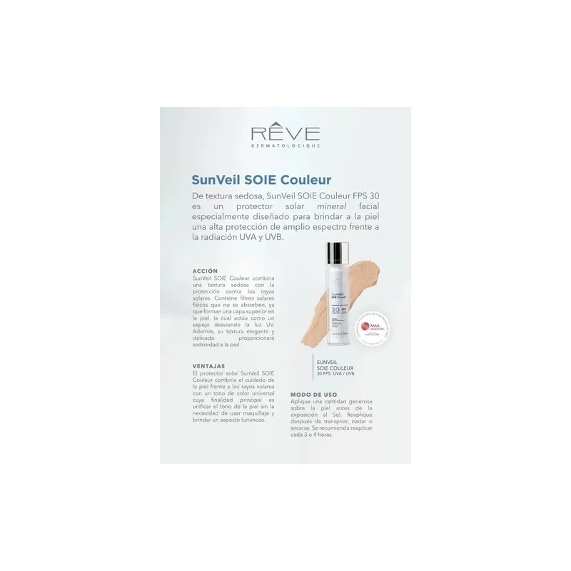 Reve Protector Solar Mineral Sunveil Soie Couleur 30fps 50ml
