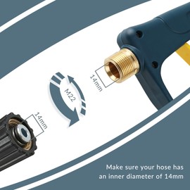 Sooprinse High Pressure Washer Gun 3000 PSI Max, Power Washer Short Gun, High Pressure Spray Gun with 1/4 Inch Quick Connector, M22-14