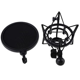 Mic Shock Mount Stand Holder Studio Microphone Pop Filter Mask Wind Screen Shied