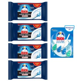 4 Packs of Duck Fresh Brush Refill (4 X 12 Flushable Cleaning Pads) with Duck Active Clean Rim Block