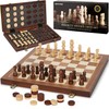 2 in 1 Magnetic Wooden Chess and Checkers Board Game