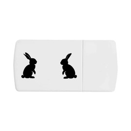 Azeeda 'Two Bunnies Silhouette' Pill Box with Tablet Splitter (PI00035524)
